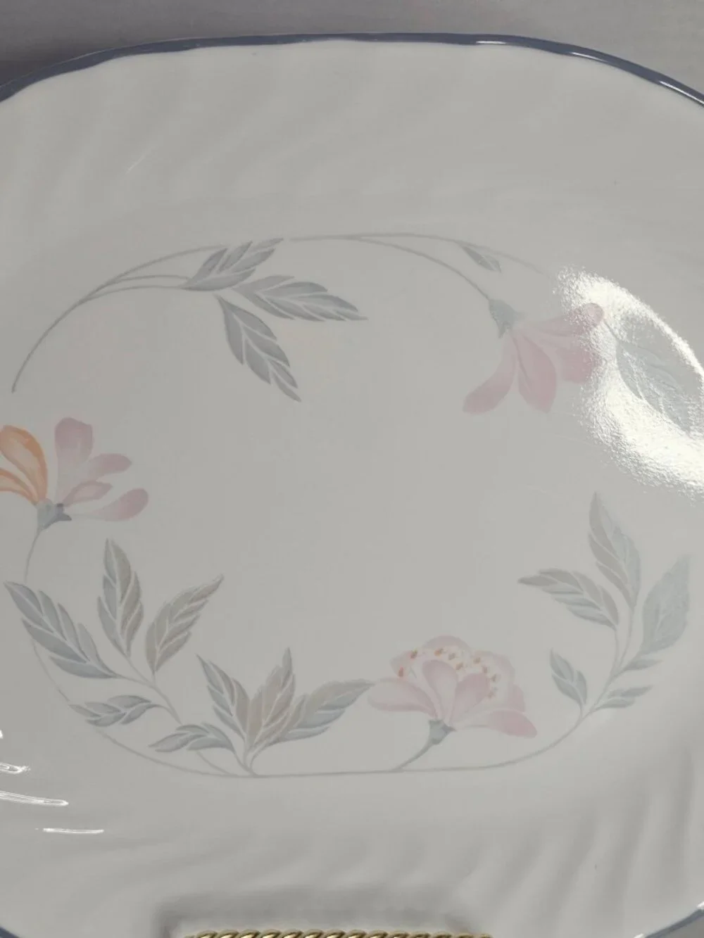 Corelle Pink Trio Serving Platter Pastel Flowers Swirl Rim oval meat cheese tray
